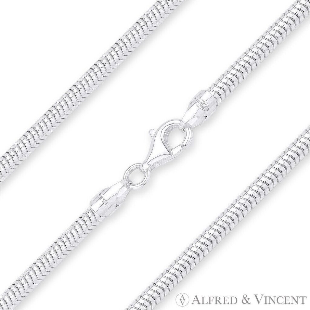 3.2mm Flexible Snake Link Italian Chain Necklace In .925 Sterling Silver - 30